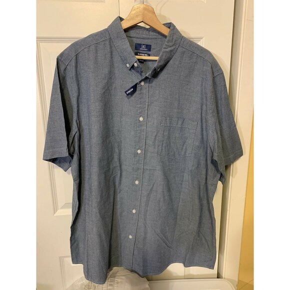 New George Men’s Sz XL Classic Fit Stretch Blue Button Down Short Sleeve NWT - Picture 3 of 6